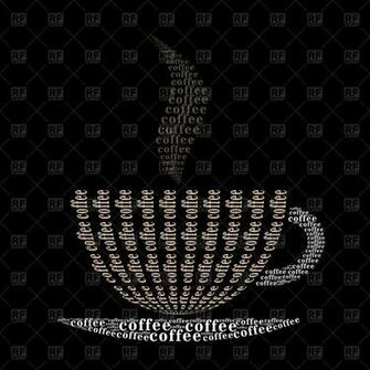 Coffee Cup Made Of Words On Black Background Vector Image Signs