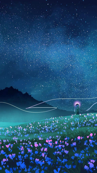 Night Sky Stars Beautiful Art iPhone Wallpaper Scenery