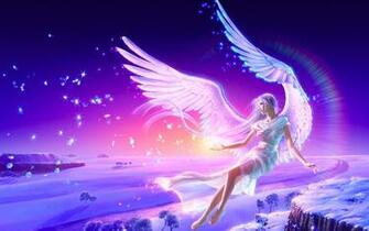 Wallpaper Angels Wings Purple Hair Desktop HD