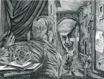 Escher Looks For Inspiration A Optical Illusion Istvan Orosz Art