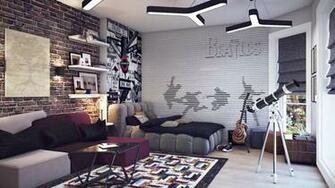 Modern Kids Room Design With A Wallpaper And Telescope