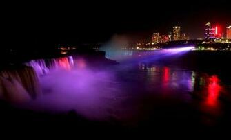 Night Niagara Falls Beautiful Red Color Wallpaper All