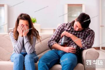 Drinking Problem Drunk Husband Man In A Young Family Concept