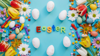 Wallpaper Flowers Eggs Colorful Easter 4k