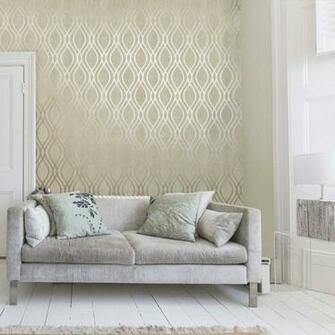 Henderson Interiors Camden Wave Wallpaper Cream Gold