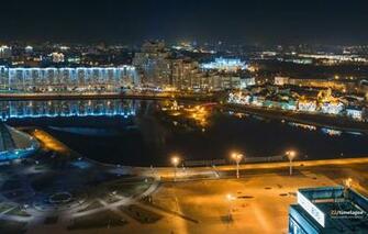Wallpaper Night Height Backlight Old Town Belarus Minsk