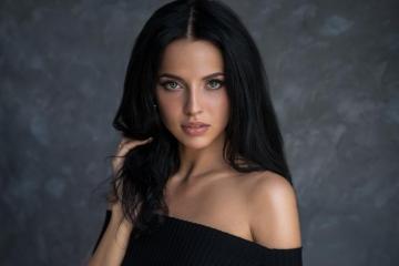 Woman Black Hair Model Blue Eyes Face Girl