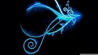 Blue Neon Light Swirls Wallpaper
