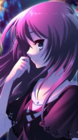 Beautiful Purple Hair Anime Girl Fireworks iPhone 5s