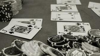 Chips Poker Table Black White Wallpaper Background 4k Ultra HD