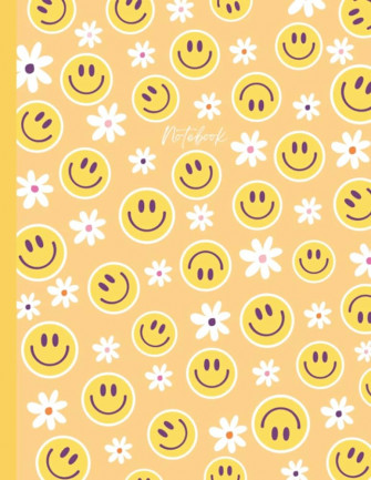 Notebook Preppy Smiley Face Aesthetic Cute Composition For Teen