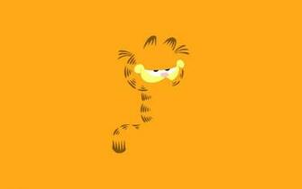 Cartoon Minimalist Art Vector Garfield Smile Yellow Background
