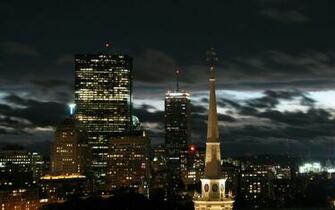 Massachusetts Boston At Night Full HD Desktop Wallpaper 1080p