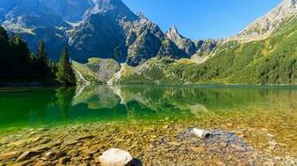 Wallpaper Sea Eye Lake Mountains Trees Poland Tatra National