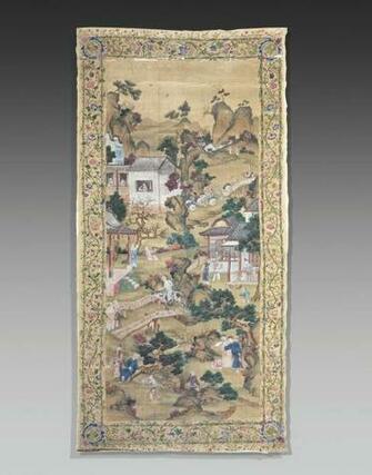 Of Chinese Export Silk Wallpaper Panels Qing Dynasty Qianlong Period