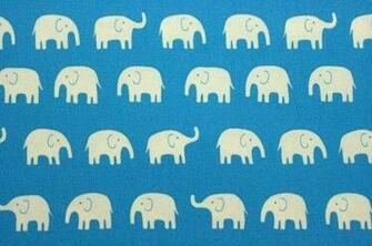 Group Of Super Kawaii Elephant Print Blue Background By Beautifulwork