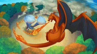 Pokemon Blastoise Drawn Charizard Wallpaper