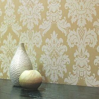 Gold Cream Messina Damask Textured Arthouse Vintage