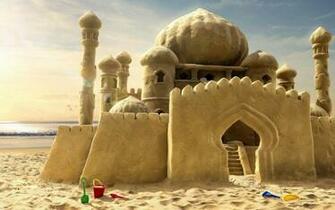 Ocean Sand Spade Digital Art Bucket Castle Wallpaper