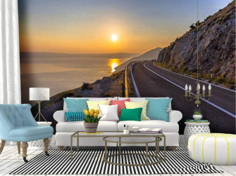 Amazon Orange Sunset Landscape Wall Mural 3d Mountain Road