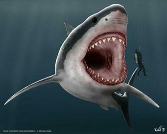 Megalodon Art Wallpaper HD Open Mouth