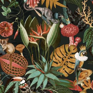 Wonderland Tropical Wallpaper Black Holden
