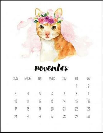 Watercolor November Printable Calendar