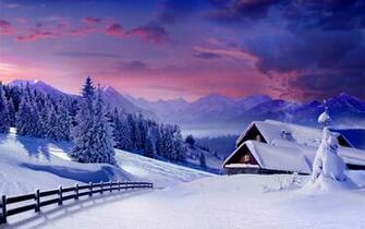 Snow Wallpaper Purple Winter Night
