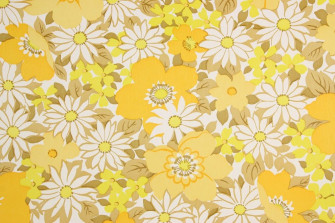 1970s Vintage Wallpaper Retro Yellow And White Flowers
