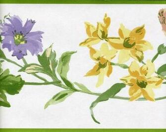 Violet Purple Yellow Pink White Spring Flower Wallpaper Border