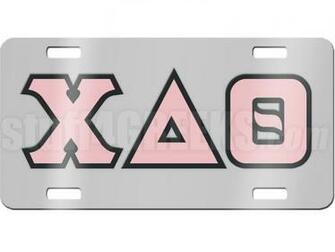 Chi Delta Theta License Plate Description Chrome Mirrored