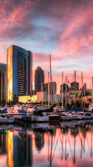 Wallpaper Sunset In San Diego Harbor