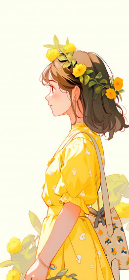 Happy Girl In A Yellow Dress Wallpaper Aesthetic HD