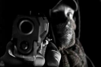 Gun With A Pointed At Er