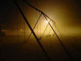 Dark Night Silhouettes Urban Swings Playground