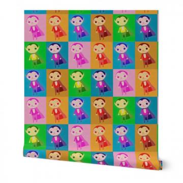 Wallpaper Roll Pop Art Vampire Halloween Retro Vintage Color 24in