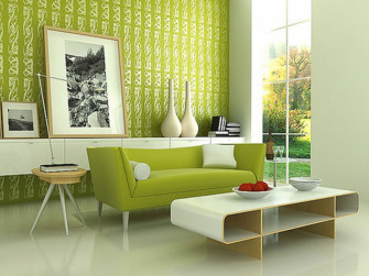 Classic Green Wall Living Room Paint Interior Design Wallpaper