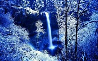 Blue Waterfall In Winter Wallpaper