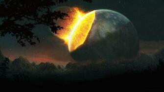 Moon Planet Alien Landscape Stars Collide HD Wallpaper