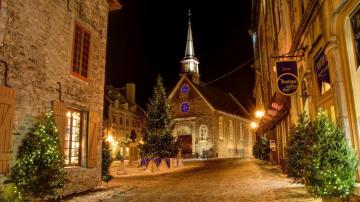 House City Lights Snow Christianity Quebec