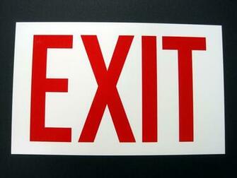 Rigid Exit Sign Red Letters Photoluminescent Background In X