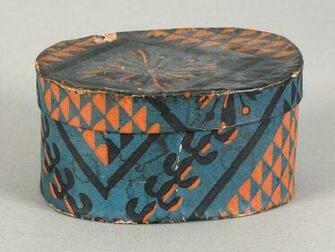 Small Oval Wallpaper Box Mid 19th C H W D