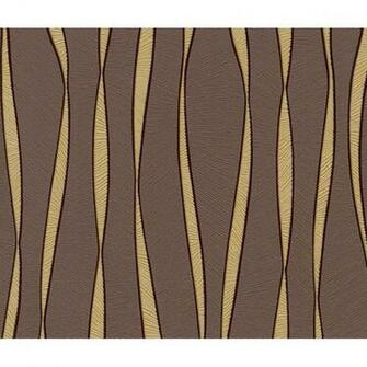 Home Plaisirs Choc Gold Stripe Wallpaper By Rasch