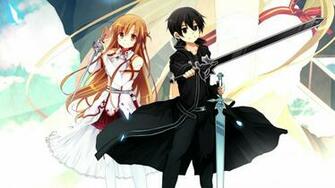 Wallpaper Sword Art Online Yuuki Asuna Kirigaya Kazuto Kirito