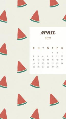 Calendar April Printable Psd Template Cute Watermelon Background