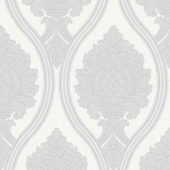 Arthouse Corona Damask Wallpaper In Silver And Grey