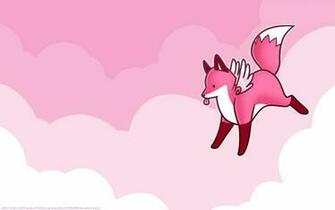 Widescreen Wallpaper Funny Animal Fox Angel Wings Sky Pink White