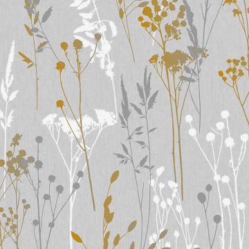 Superfresco Easy Megan Grey Yellow Floral Textured Wallpaper