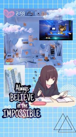 Blue Aesthetic Study Wallpaper Anime iPhone