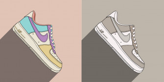 Grey And Pastel Cartoon Nike Shoes Wallpaper